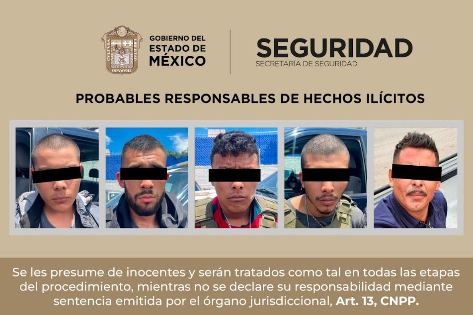 DETIENEN A CINCO POSIBLES INTEGRANTES DE UNA CÉLULA DELICTIVA