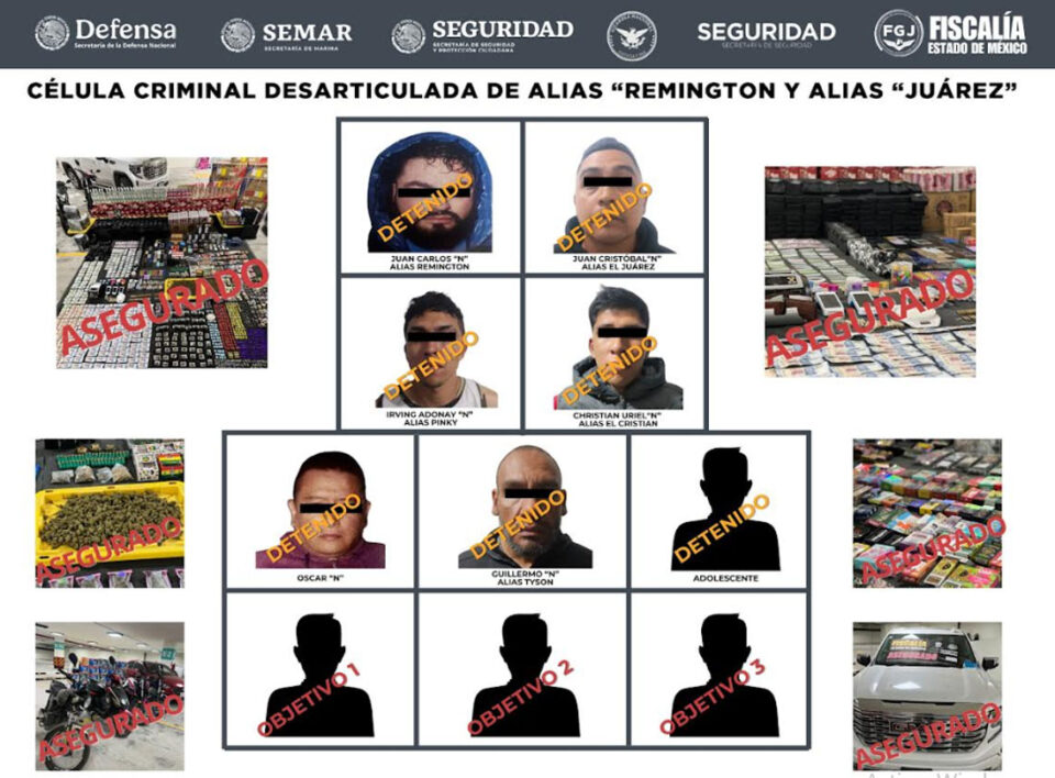 DETIENEN A IMPLICADOS EN ATAQUE A BAR DE CUAUTITLÁN IZCALLI Y EN HECHOS VIOLENTOS DE JILOTEPEC