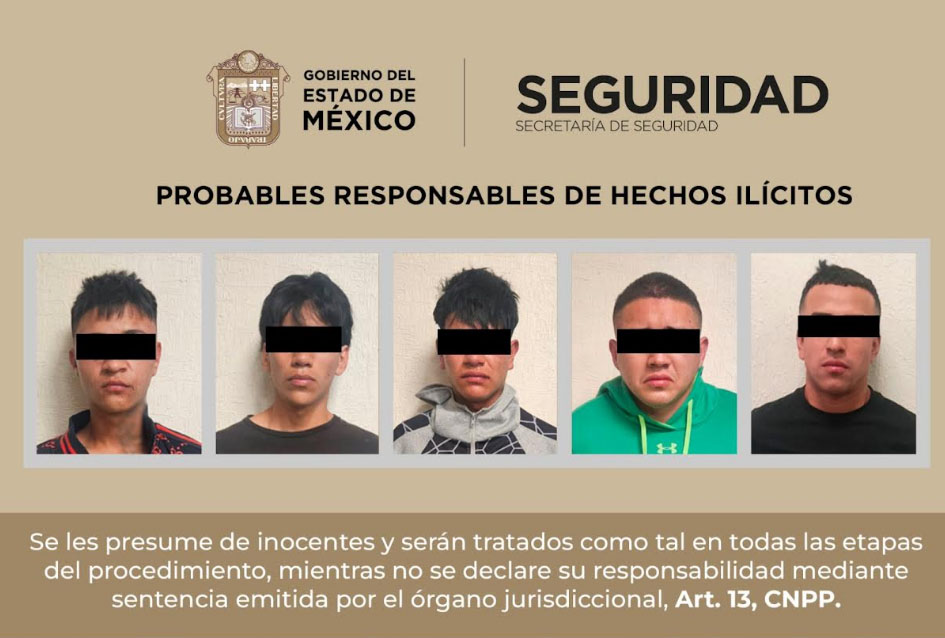 DETIENEN A CINCO POSIBLES IMPLICADOS EN LOS DELITOS DE HOMICIDIO Y CONTRA LA SALUD