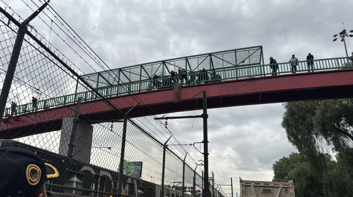 hombre arrojarse puente peatonal