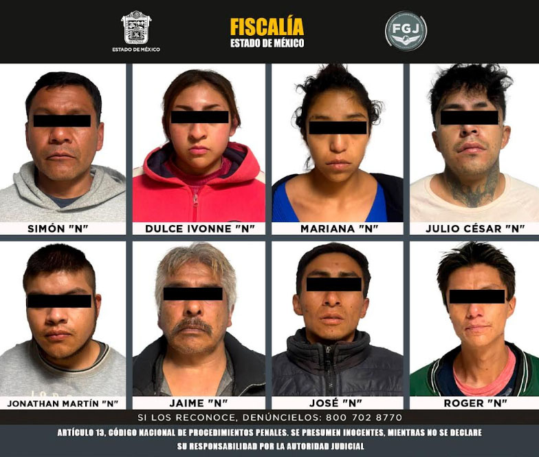 Detienen en Edomex a ocho presuntos integrantes de una célula delictiva