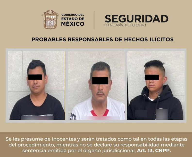 Detienen en Tlalnepantla a presuntos responsables de homicidio