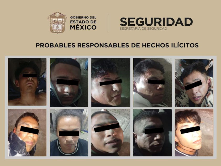 Aseguran a 10 implicados en delitos contra la salud y portación de armas