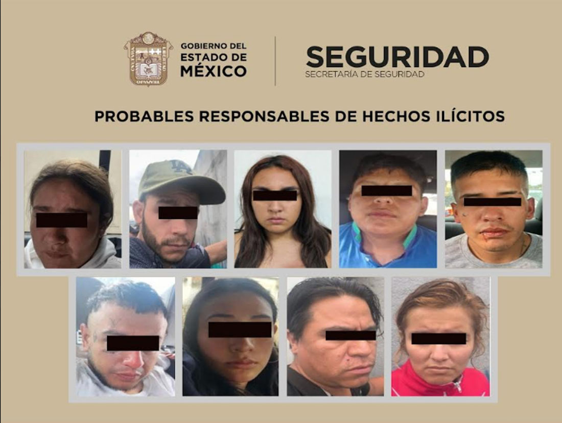 Detienen en Edomex a nueve presuntos integrantes de una banda delictiva