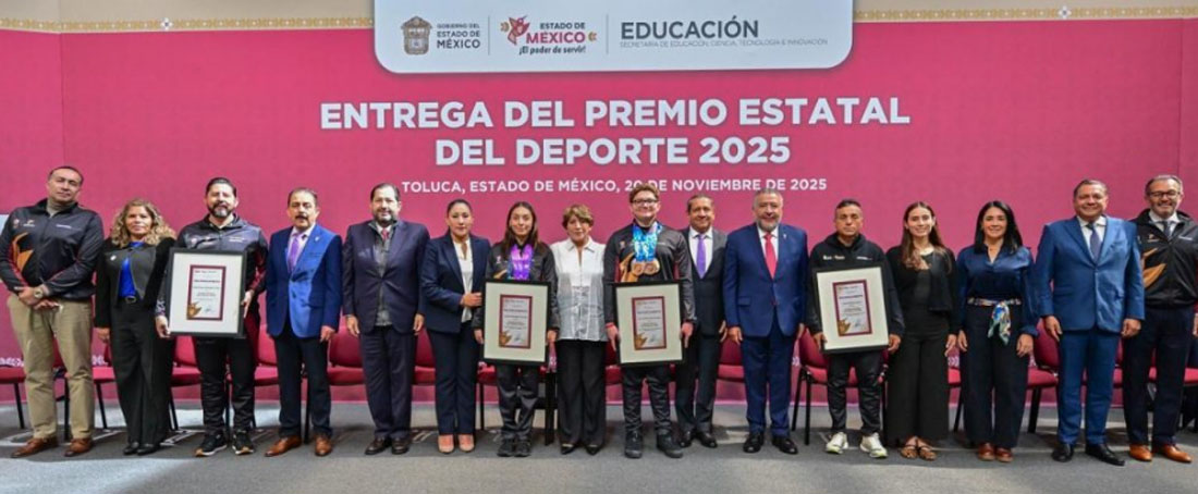 Delfina Gómez reconoce a atletas y entrenadores mexiquenses con el Premio Estatal del Deporte 2025
