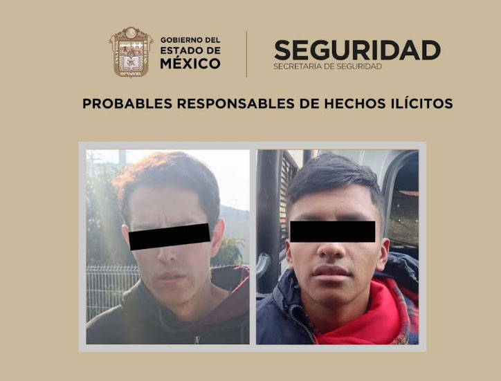 Caen dos hombres por robo a negocio en Chicoloapan