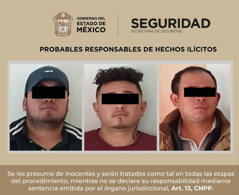 Caen tres por robo a transeúnte y portación de arma de fuego en Nezahualcóyotl